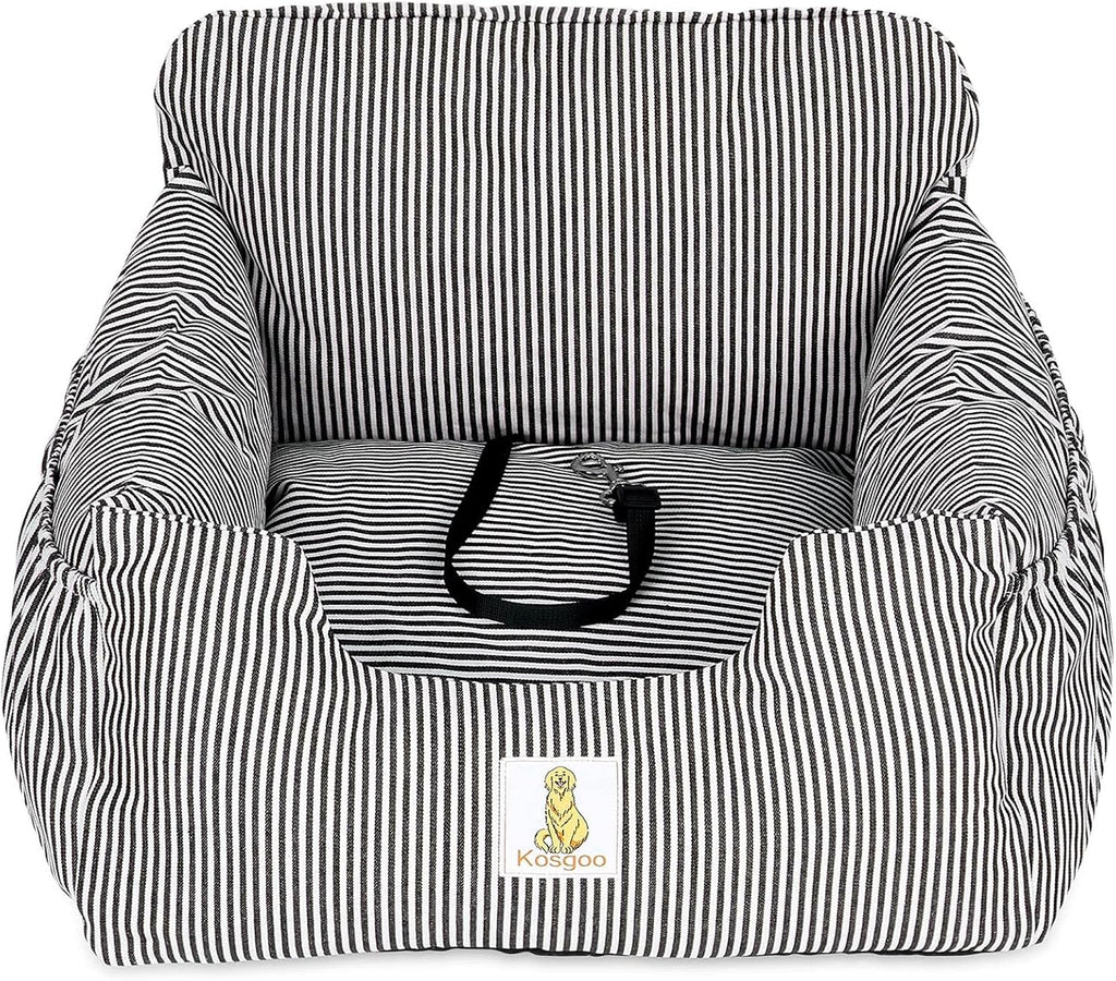 Dog Car Seat for Small Dogs,Fully Detachable and Washable Puppy Dog Booster Seats with Storage Pockets and Clip-On Safety Leash,Non-Slip Base Dog Bed Dual-Use for Car and Home (Black)